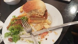 Burger seitan at The Judgy Vegan in Brussels