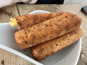 "cheese" sticks  at The Judgy Vegan in Brussels