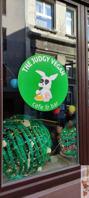 Logo outdoor at The Judgy Vegan in Brussels