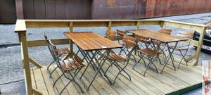 Outside seats at The Judgy Vegan in Brussels