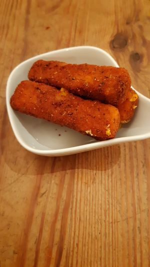 Cheese croquettes at The Judgy Vegan in Brussels