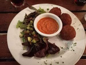 Arancini at The Judgy Vegan in Brussels
