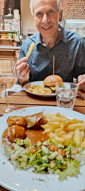 Liege setan balls and the forester burger. Both delicious at The Judgy Vegan in Brussels