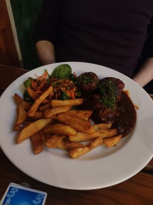 Meatballs at The Judgy Vegan in Brussels