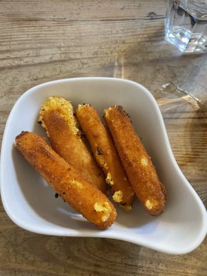 8€ cheese sticks   at The Judgy Vegan in Brussels