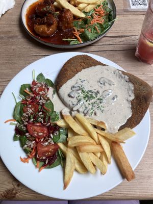 Xxl schnitzel   at The Judgy Vegan in Brussels