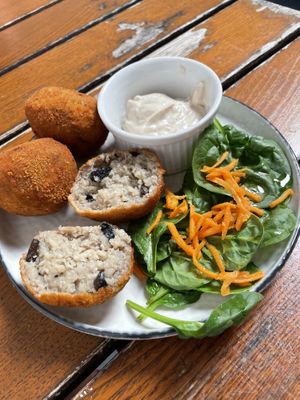 Mushroom Arancini   at The Judgy Vegan in Brussels