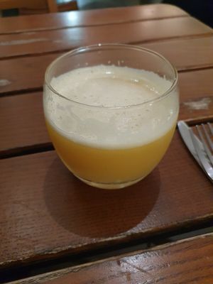 Freshly squeezed orange juice at The Judgy Vegan in Brussels