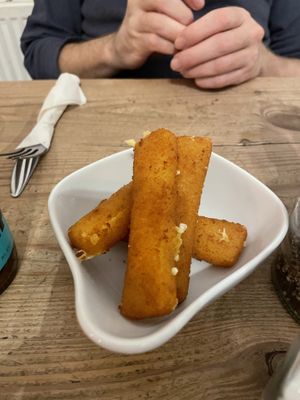 Cheese croquettes   at The Judgy Vegan in Brussels