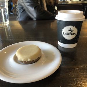 Raspberry cheesecake and almond milk latte  at Kollective Coffee & Tea in Hot Springs