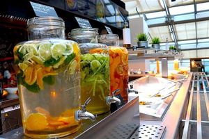 sugarfree, selfmade lemonades from fruits and herbs - free refill at Vegg-Go in Vienna