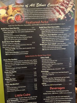 Menu1 at Black Bear Burritos - Evansdale in Morgantown