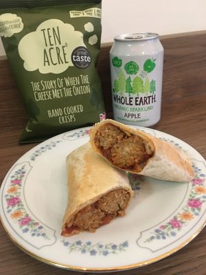 Meatball Marinara wrap with chilli cheese. Too good at In Bloom in Glasgow