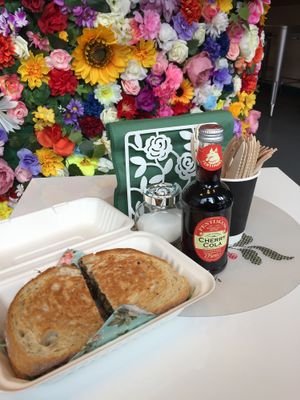 Vegan haggis and cheese sandwich  at In Bloom in Glasgow