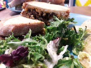 Haggis and chilli cheese toastie at In Bloom in Glasgow