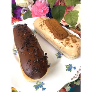 Chocolate Cream and Lotus Cream Eclairs at In Bloom in Glasgow