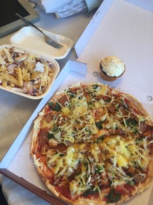 Pig Save Pizza ?  Loaded fries with cheese mushroom and red onion at Zad's in Manchester