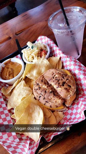 Vegan double cheeseburger  at The Sugar Cube Coffee in Mc Allen