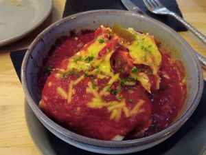 Vegan Enchiladas at eS Bar in Keswick