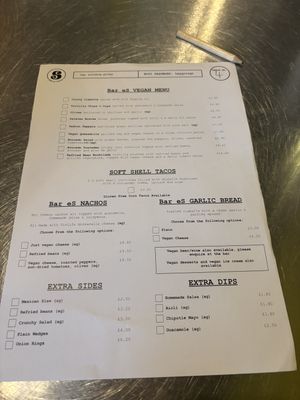 The vegan menu - order 2 or 3 things per person   at eS Bar in Keswick