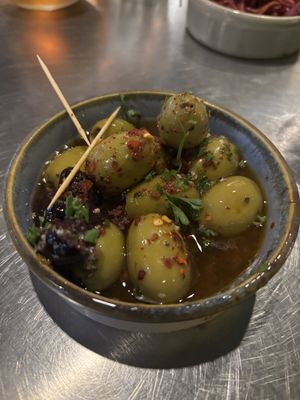 Amazing olives  at eS Bar in Keswick