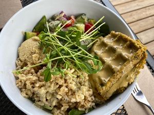 Mediterranean bowl  at Whole Glow Cafe in Cumberland