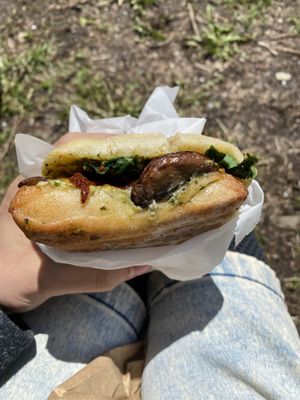 Mushroom,yam, arugula, vegan feta and sun dried tomatoes 🤤  at Whole Glow Cafe in Cumberland