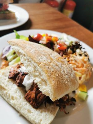 Tikka jackfruit burger at Gillam's Tea Room in Ulverston