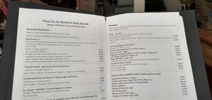 Menu (part) at Gillam's Tea Room in Ulverston