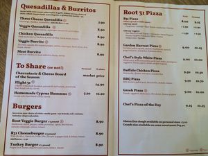 menu 3 at Root 31 in Rochester