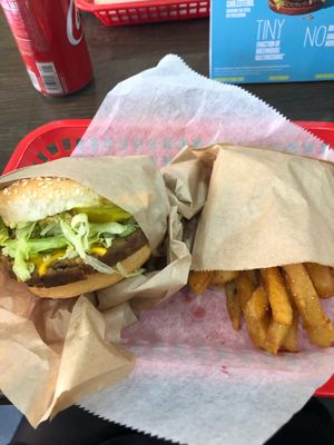Original burger at Marty's V Burger in New York City