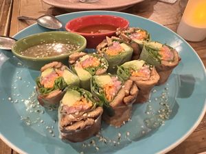 Vegan Yakiniku Summer Rolls  at Hemp Cafe Tokyo in Tokyo