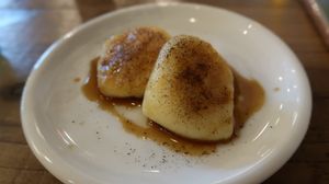 Imo Mochi with Mitarashi (Japanese sweet soy sauce) at Hemp Cafe Tokyo in Tokyo