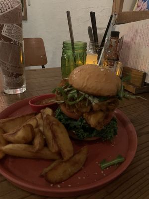 KFC sandwich!  at Hemp Cafe Tokyo in Tokyo