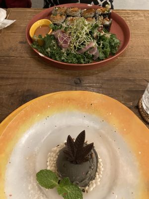 Delicious ice cream & sushi   at Hemp Cafe Tokyo in Tokyo