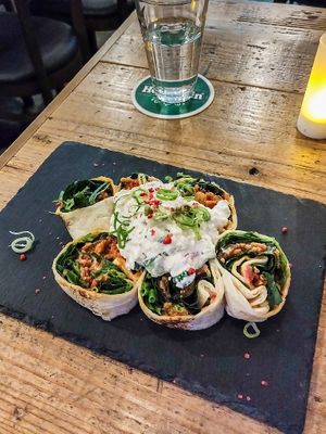 Teriyaki BBQ burrito at Hemp Cafe Tokyo in Tokyo