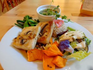 vegan chefs platter (changes daily) at Milda's Pizzas & More in Fredericton