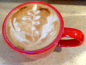vegan latte at Milda's Pizzas & More in Fredericton