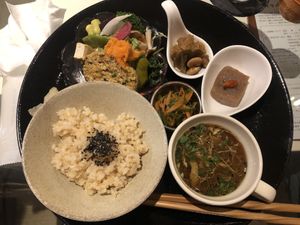 Tofu hamburger set  at Kururu in Nara
