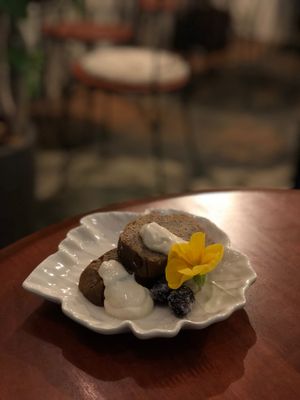 Yummy moist banana cake with soy cream at Kururu in Nara