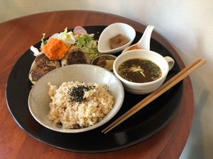 Tofu patty plate set  at Kururu in Nara