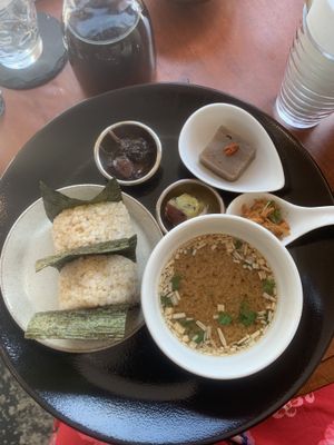 Rice balls and miso soup at Kururu in Nara