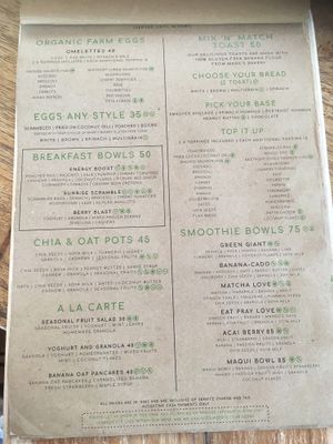 Menu breakfast  at Bali Bowls in Canggu