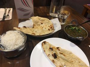 Vegetarian sag aloo with paneer, potatoes and mushroom at Lovely India Restaurant in Rotorua