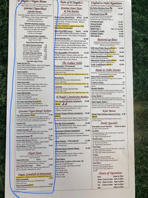 Check out the vegan options! at D'Angelo's in Bay City