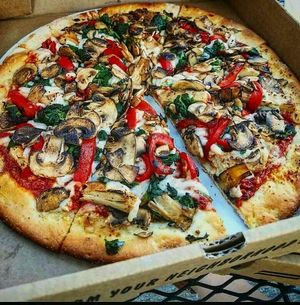 Vegan Voodoo Chicken Pizza. at D'Angelo's in Bay City