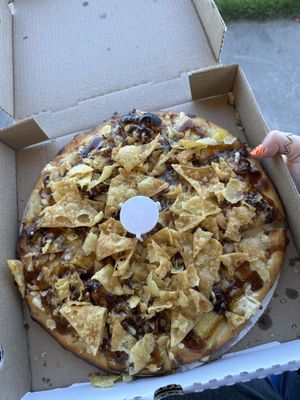 Vegan Wu Ton pie (no onions + peppers, added roasted garlic)  at D'Angelo's in Bay City