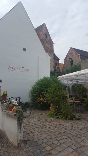 Old house with beer garden at Herr Käthe in Torgau