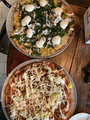 Two thin crust vegan pizzas. Super delicious at Otomat in Antwerpen