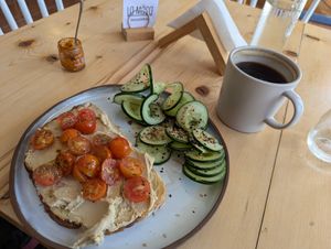 The one vegan option. Sigh at La Masa Panaderia in La Paz
